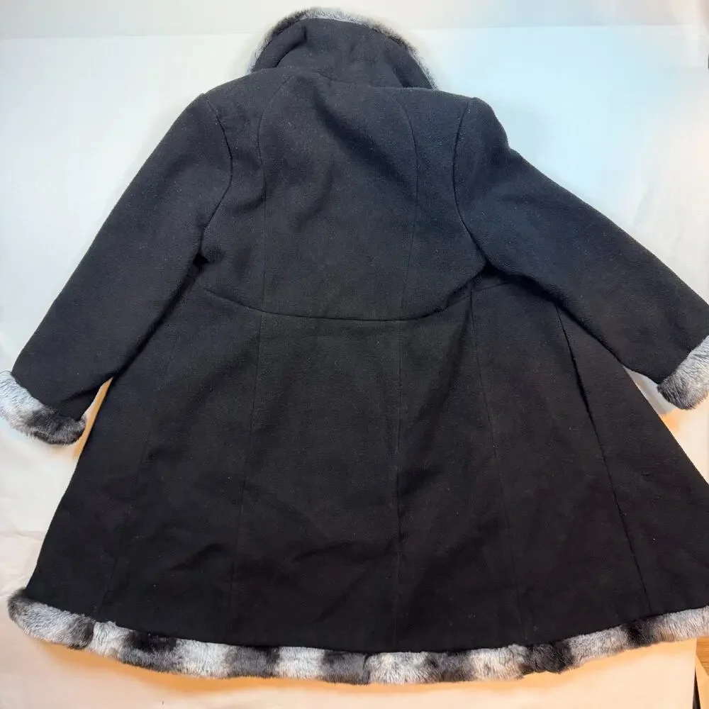 Rothschild Girls Black Faux Wool Dress